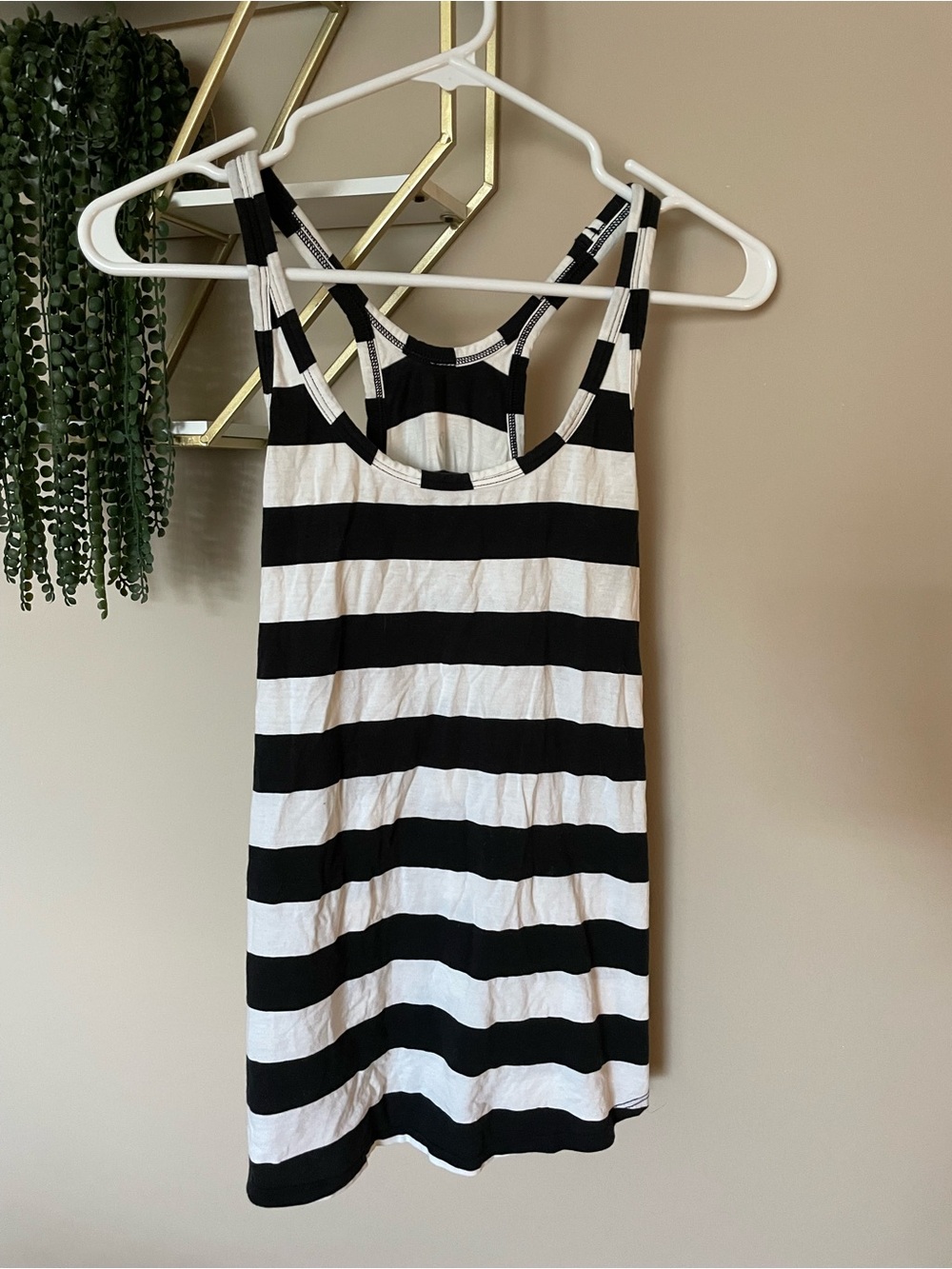 Lululemon Black & White Striped Racerback Tank Top